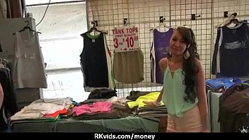 inexperienced woman takes currency for a.