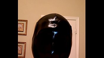 spandex bondage mask deep throating faux-cock